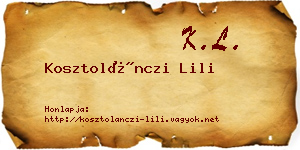 Kosztolánczi Lili névjegykártya