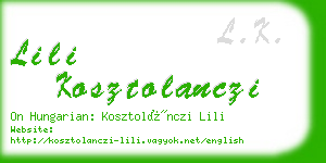 lili kosztolanczi business card